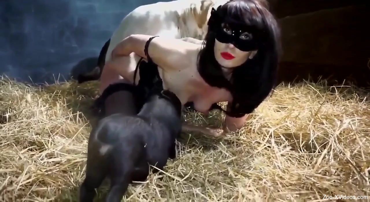 SKinny woman drilled on cam by a dog in really harsh scenes