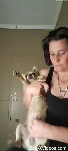 Mature craves the dog's little cock for some cam fun