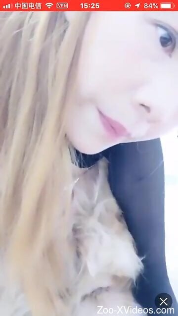 Insolent amateur babe granted a dog dick to fuck with on cam