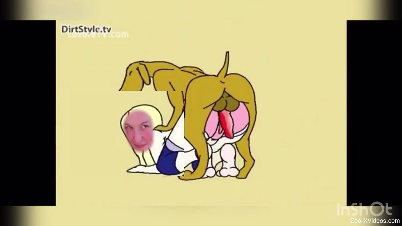 Adorable zoophile cartoon featuring a really cute lady