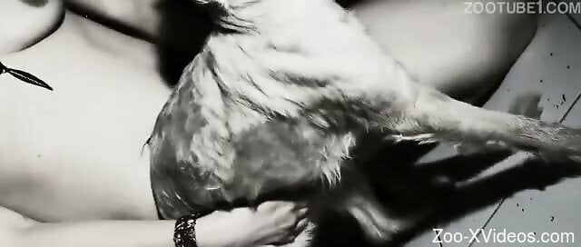 Nude woman gets loudly fucked by dog in homemade kinks