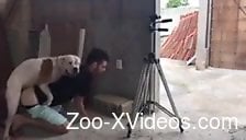 Amateur gay male bends ass for the dog to fuck his ass