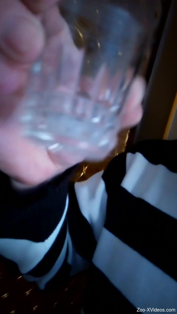 Bitch drinks animal sperm in homemade amateur kink