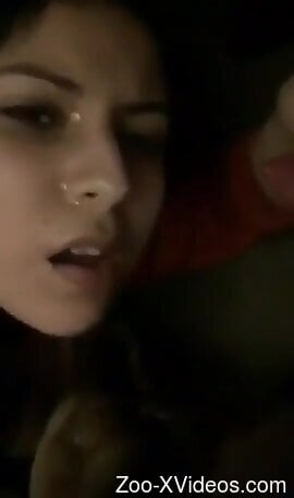 Slutty babe finally enjoys the kinky zoo sex with a dog