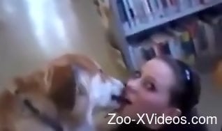 Horny gal making out with her sexy-looking dog