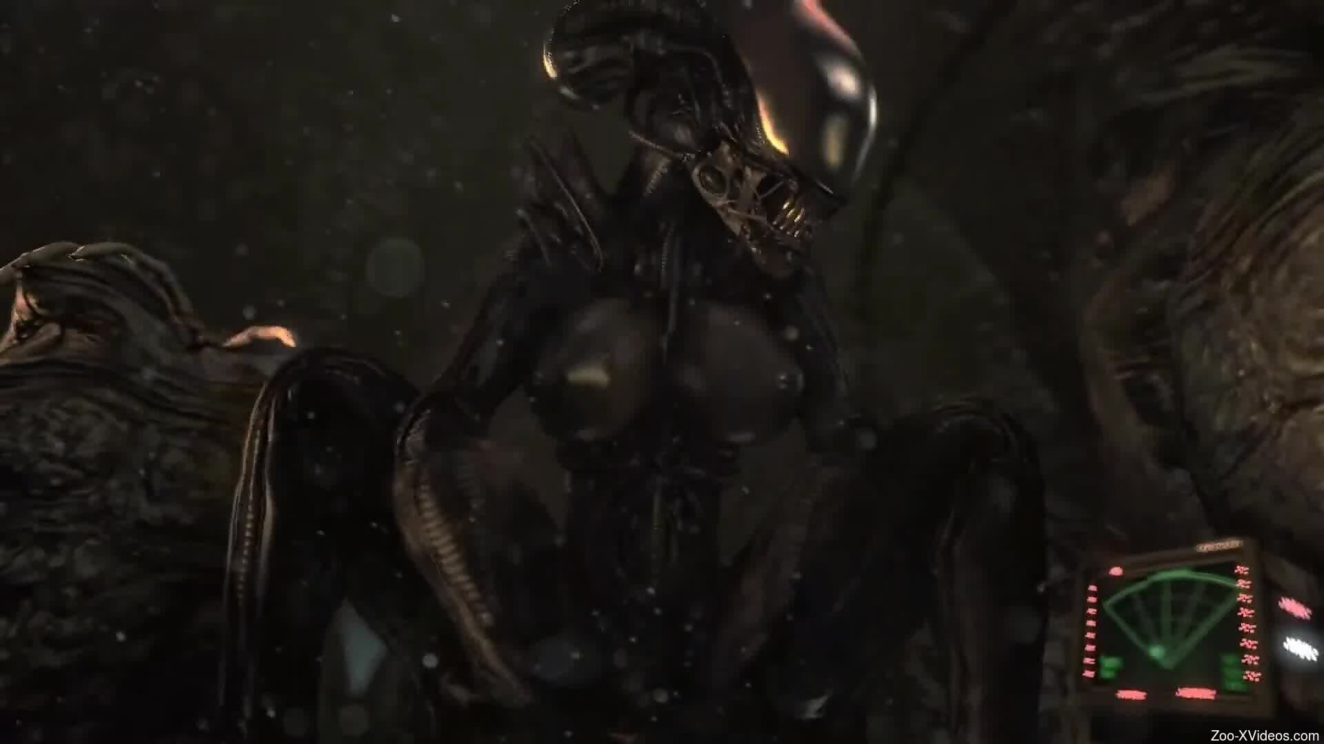 Xenomorph porn movie with huge POV orgasm (spooky)