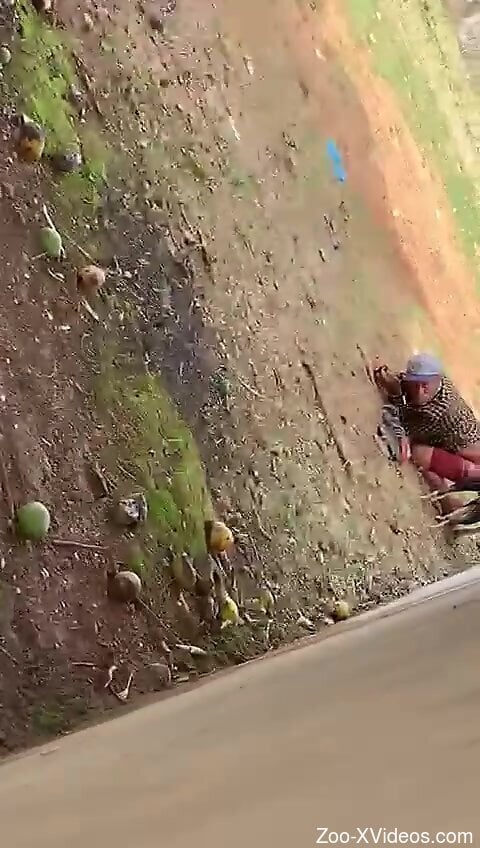 Older guy getting fucked by a wilder beast outside