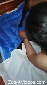 Brunette tries loud sex with the dog in amateur perversions